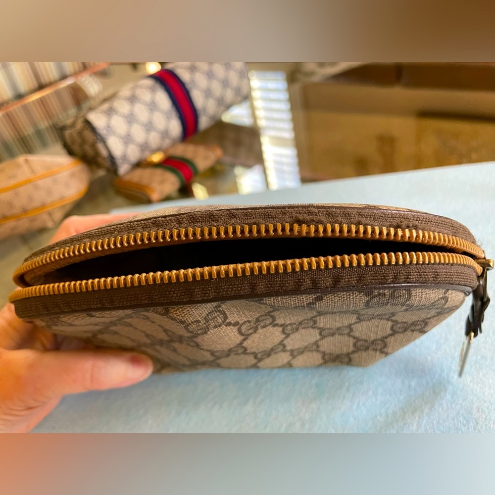 Vintage Gucci Mini Print Cosmetic Case Travel Clutch Brown - Picture 12 of 12